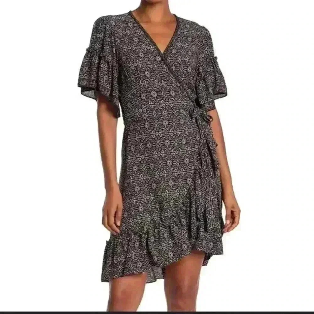 Max Studio Floral Print Wrap Dress  XS